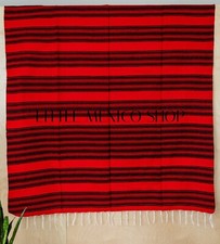 MEXICAN Blankets Serapes - Red/Black Saltillo Southwestern Yoga Soft picture
