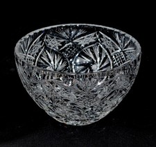 Vintage Crystal ABP Bowl Star Of David Hand Cut Pinwheel Grooved Rim 7.5