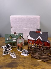 Dept 56 New England Village Jacob Adams Farm & Greenhouse With Animals Box Light picture