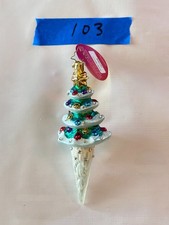 Christopher Radko Winter Spruce Glass 7 inch Christmas Ornament picture