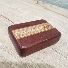 Vintage Heartwood Creations Secret Box Wooden Sliding Lid Inlay Trinket Pill Box picture