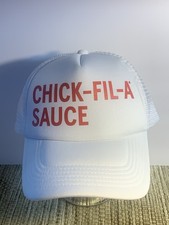 Chick-fil-A Sauce White Mesh Trucker Hat Cap, Red Lettering, NWT ADULT ONE SIZE picture