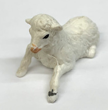 Blue Box Miniature Sheep Lamb White Figure Toy Plastic Hong Kong Vintage 3/4” H picture