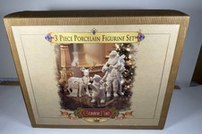 Grandeur Noel 3 Piece Porcelain Figurine Set/ Santa Reindeer Polar Bear '99 NEW picture