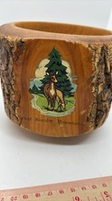 Vintage Great Smoky Mountains Bark Edge Wood Souvenir Bowl picture