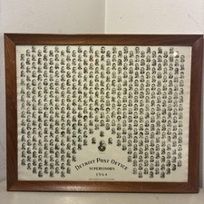 Post Office Vtg Photo 1964 Detroit MI Employees Supervisors Framed 21.5 x 17.5” picture