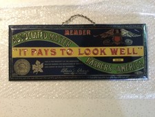Antique Original Associated Master Barbers Of America It Pays To Look Well Sign  picture