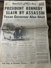 Original Nov 22, 1963 Baltimore News-Post JFK Assassination Newspaper – Complete picture