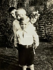 Vintage Snapshot Photograph Children - Adorable -All Lined Up (C) picture