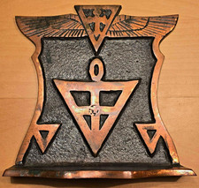 RARE Antique Pair A.M.O.R.C. Rosicrucian Order Copper Metal Bookends. picture