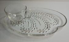 Clear Glass Snack Plate With Coffee Tea Punch Cup Paisley Floral Design picture