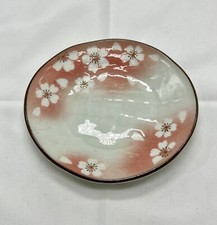 Daitoa(?) Porcelain White Oval Trinket Dish Pink Highlights White Flowers Japan picture