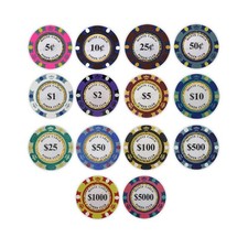 600 Monte Carlo Club Poker Chips - 14 gram - Pick Your Denominations picture