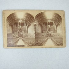 Antique 1884 New Orleans Exposition Stereoview Music Hall & Christmas Tree RARE picture