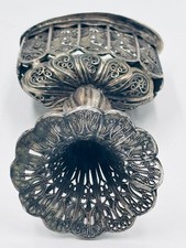 Antique Yemenite Filigree Pedestal Vessel, Intricate Openwork Silver Metalwork picture