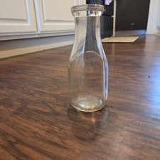 Vintage One Pint Clear Glass Milk Bottle Reg Cal Sealed Farmhouse Decor picture