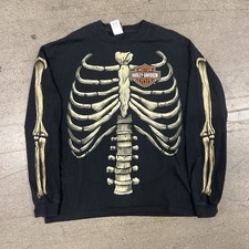2009 Harley Davidson Skeleton Ribcage Long Sleeve Hit Tee  Size XL  picture