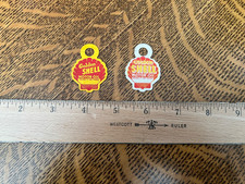 VINTAGE - GOLDEN SHELL MOTOR OIL - UNUSED  PLASTIC OIL CHANGE TAGS - 2 DIFFERENT picture