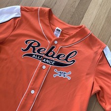 Disney Parks Star Wars Rebel Alliance Baseball Jersey Orange X-Wing L SOLD OUT picture