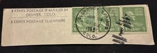 WW II postal history USA Postmark Cover Piece w/ 3x 1 Cent Green Stamps Cancel picture