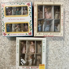 Vtg 1950s Set 18  Angel Musicians Christmas Ornaments Original Box picture