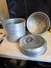 Vintage Mirro Aluminum Worker Lunch Pail With Insert Lid Bail Handle USA picture