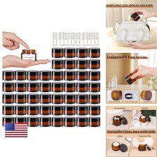 AuroTrends 1 oz Amber Glass Jars 48-Pack with Lids, UV Protection picture