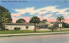 Venice Florida Municipal Office Building Postcard 1961 Postmarked picture