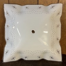 Vtg MCM Atomic Star Glass Ceiling Light Diffuser White 1950s 1960s Space Age picture