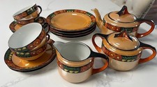 VTG Noritake Lusterware Hand Painted Tea Set 17 pc. Teacups Creamer Sugar RARE picture