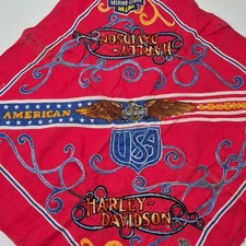 Vintage Harley Davidson USA Hand Stitch Embroidered Bandana Wall Decor Head Wrap picture