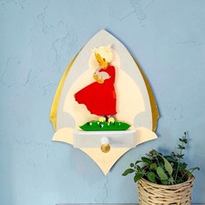 VTG Hand Painted Spring Dutch Nursery Wood Hanging Peg Tulips Bunny Holland 10