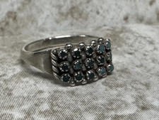 Vintage Native American Zuni Sterling Silver Needlepoint Turquoise Ring Size 7 picture