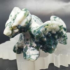 Moss agate Dragon carving Natural Green moss agate Crystal w druzy Dragon Stone picture