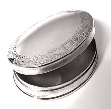 Vintage Eximious London Sterling Embossed Hinged Oval Pill Trinket Box GM 925 picture