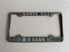 Vtg O.R. HAAN INC Chrysler Plymouth License Plate Frame SANTA ANA CA picture