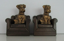 Antique Nuart Creations Puppy Dog in Chair Art Statue Sculpture Home Bookends picture