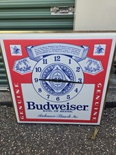 Vintage Budweiser 35” Bowling Alley Clock Lighted Sign Everbrite Anheuser Busch picture