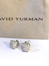 David Yurman Sterling Silver 7mm Earrings Pave Diamonds Petite Studs picture