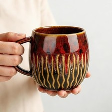Large Ceramic Coffee Mug 20oz Red Oversized Pottery Cup Microwave Safe picture