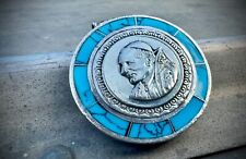 Vintage Mexican Made 950 FINE SILVER and Blue Torquise John Paul II Pendant picture