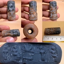 Jasper Near Eastern Old Intaglio Seal Stone King Agate Bead Stamp picture