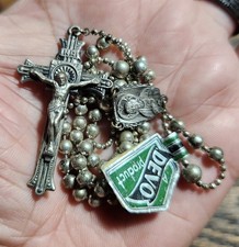 Vintage WWII Military Rosary Religious Catholic Medal Crucifix Pendant Lot #H picture