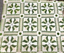 Incredible Antique Civil War Era Green & Tan Patterned Quilt 72” x 95” picture