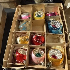 Vintage Handblown Mercury Glass Indent Glitter Christmas Ornaments Poland picture