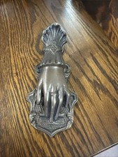 Vintage Solid Brass Victorian Fancy Hand Clip - Notes Cards Holder, Wall Mount picture