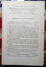 1879 Annual Train Report READING & COLUMBIA RAILROAD Sinking Springs Lebanon PA picture