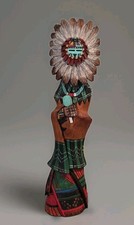 Small Hopi Sun Kachina Signed T.A. David Carved nicely Detailed 8