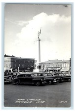 c1940's View Of The Circle And Cars Angola Indiana IN RPPC Photo Postcard picture