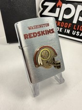 Zippo Lighter WASHINGTON REDSKINS Before NAME CHANGE Brushed Chrome 1994 NEW picture